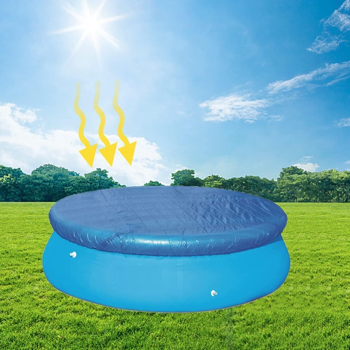 Solar Heating Round Pool Cover, Blue, 12 Ft