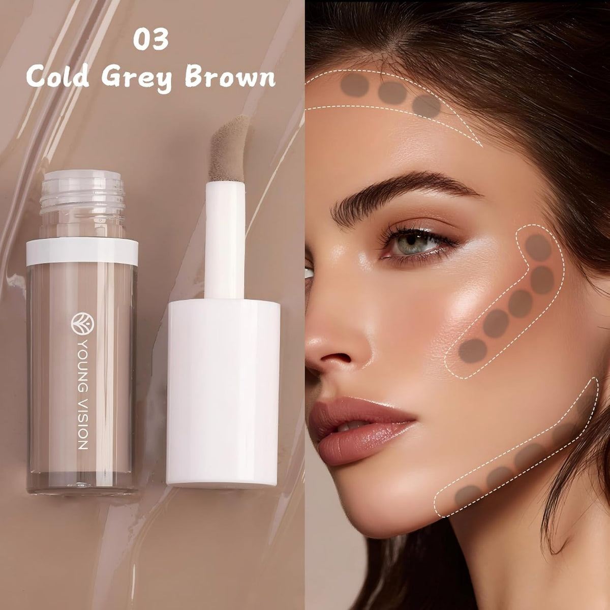 Liquid Contour Long Lasting Cream Bronzer Makeup, 03 Cool Grey