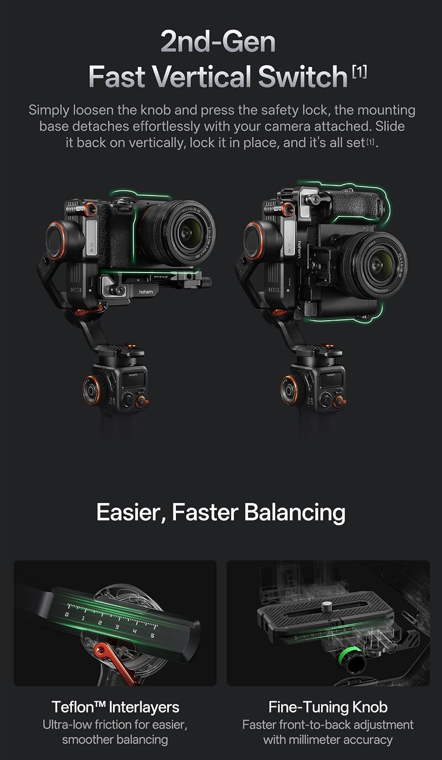 iSteady MT3 Gimbal Stabilizer for Camera Compact Mirrorless/Action Cams/Smartphone, Built-in AI Tracker CCT RGB
