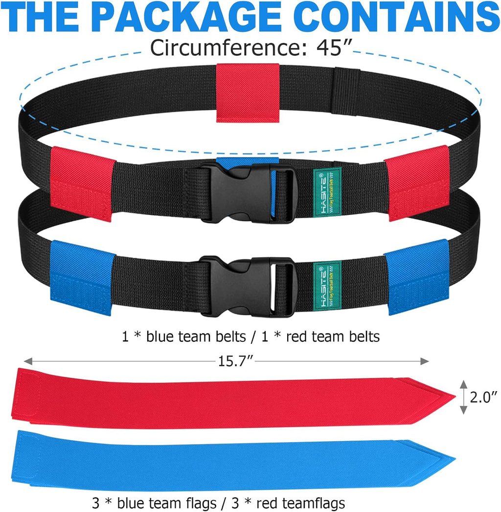 Flag Football Belts, Adjustable Sets for 2 to 20 Youth and Adult Players | Available in 2, 4, 10, 14 or 20-Piece