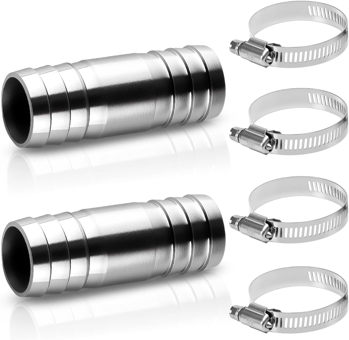 2 Pack 304 Stainless Steel Hose Barb Splicer, 3/4" Double Barb Connector