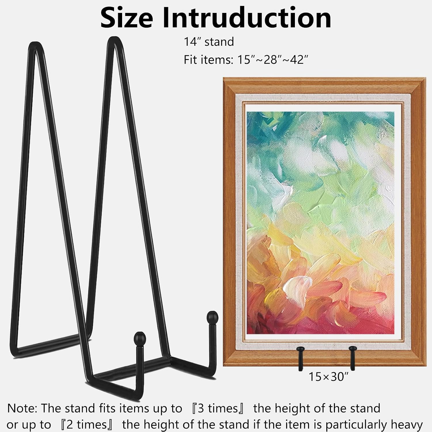 5-Pack 14-Inch Plate Holder Display Stands Black Metal Frame Stand | Large Stand for Picture, Book, Photo, Easel