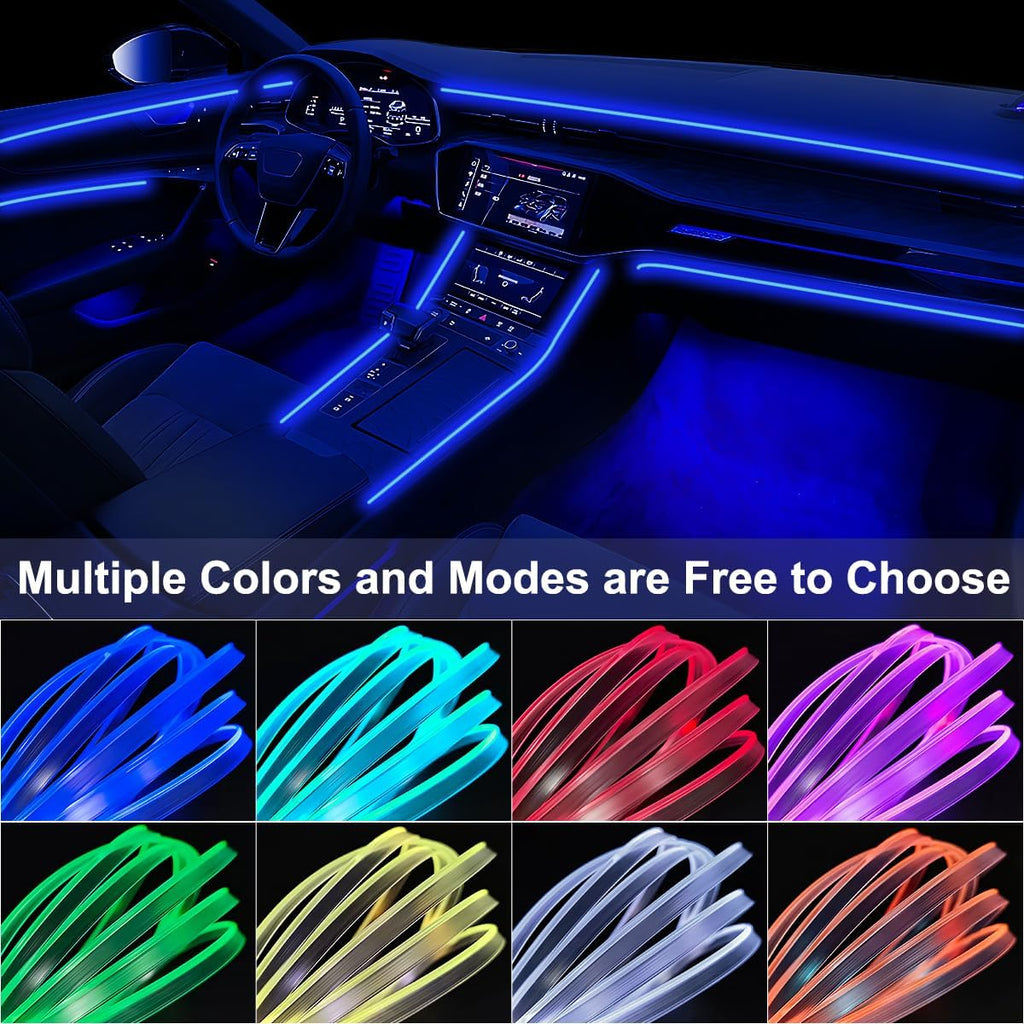 Interior Car LED Strip Lights APP Control, 5 in 1 RGB 16 Million Colors Ambient Lighting Kit with 236 inches Fiber