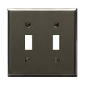 ENERLITES Toggle Light Switch Metal Wall Plate, 2-gang Polished Black