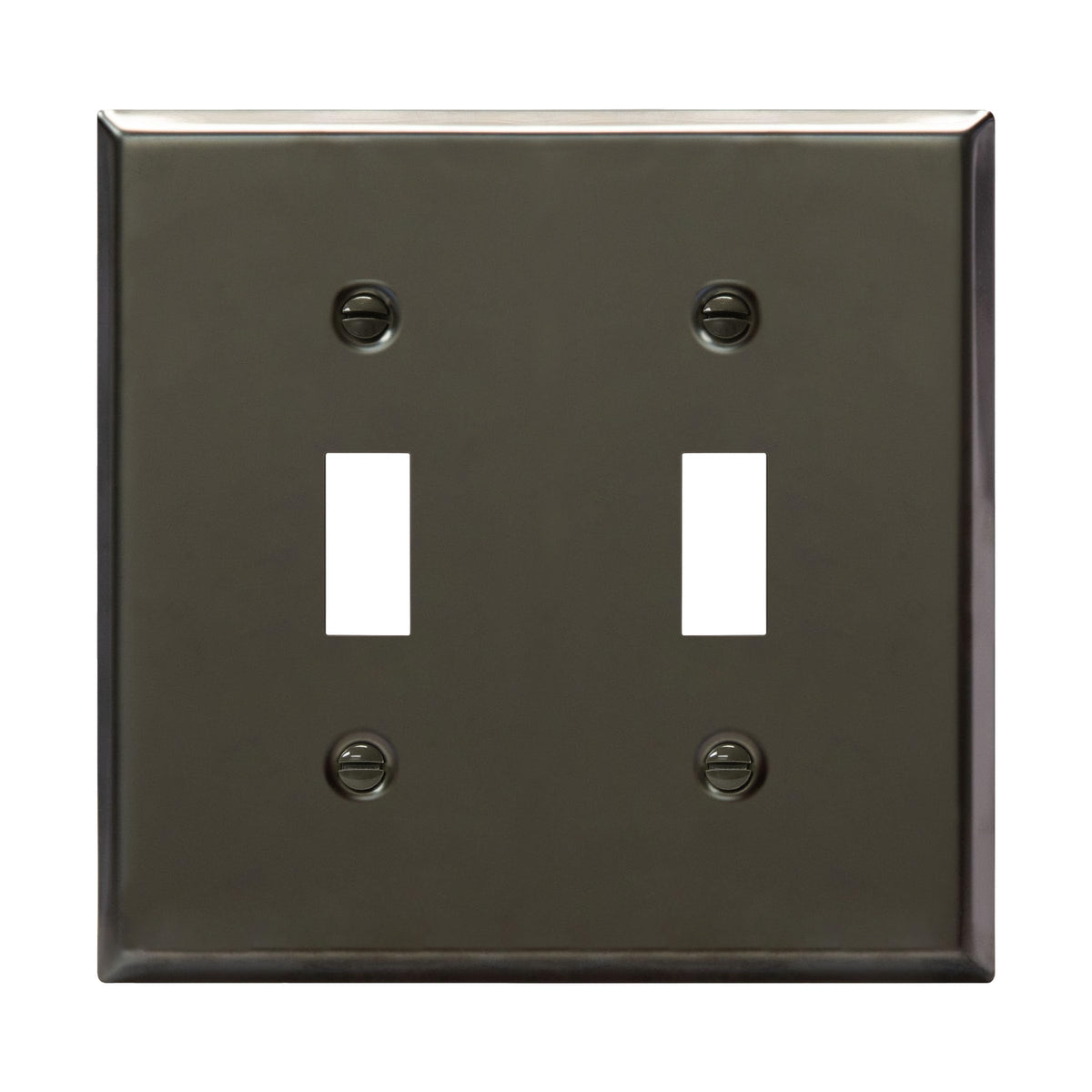 ENERLITES Toggle Light Switch Metal Wall Plate, 2-gang Polished Black