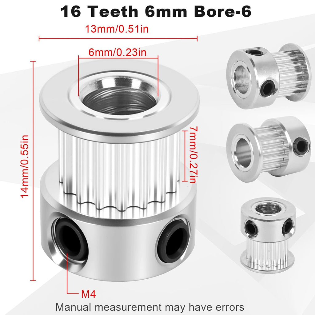 12 Pack GT2 Timing Belt Pulley 16 Teeth,6mm bore,synchronous Pulley