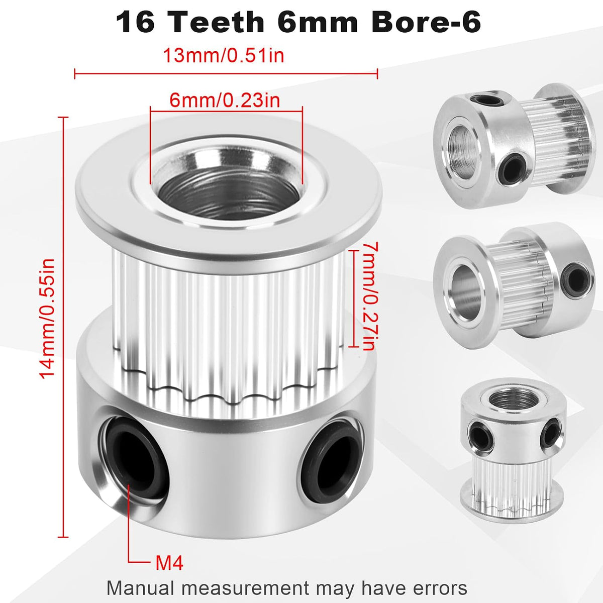 12 Pack GT2 Timing Belt Pulley 16 Teeth,6mm bore,synchronous Pulley