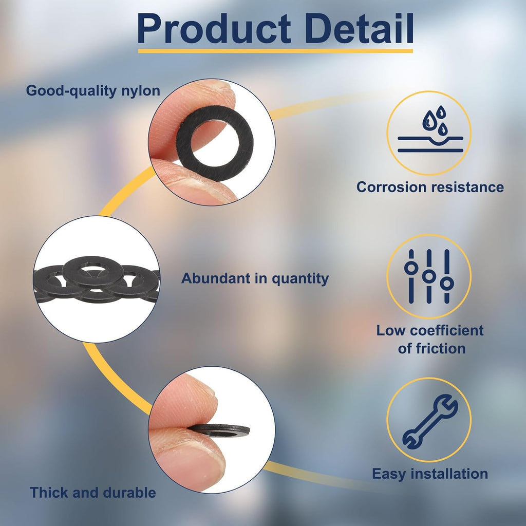 120Pcs M5 Nylon Flat Washers 5mm ID 12mm OD 1mm Thick Plain Washer Grommets Plastic Sheet Gasket Fastener Sealing