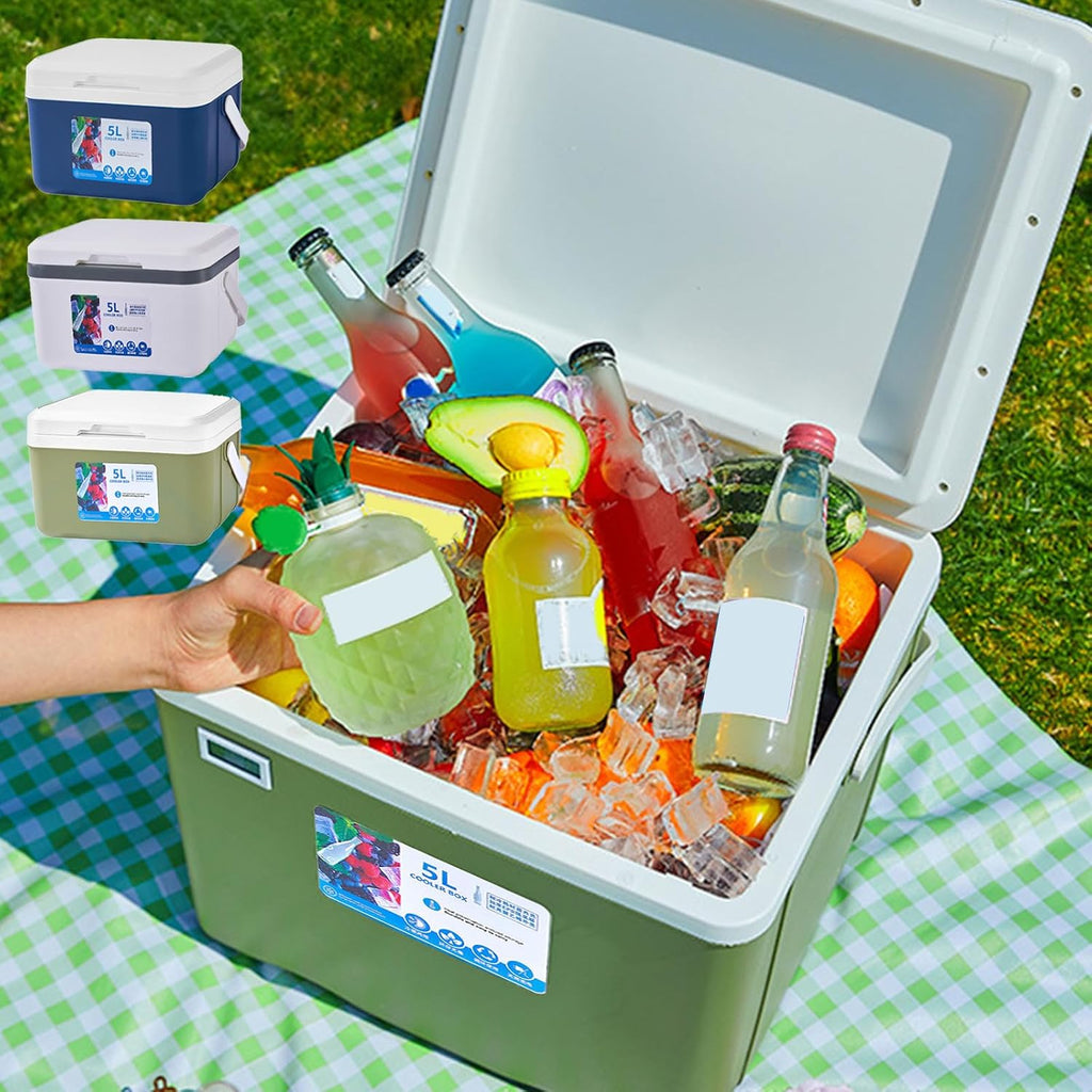 Portable Camping Cooler with Handle 5L Ice Cooler Small Hard Travel Coolers | Leak-Proof Outdoor Ice Chest Keeps Ice