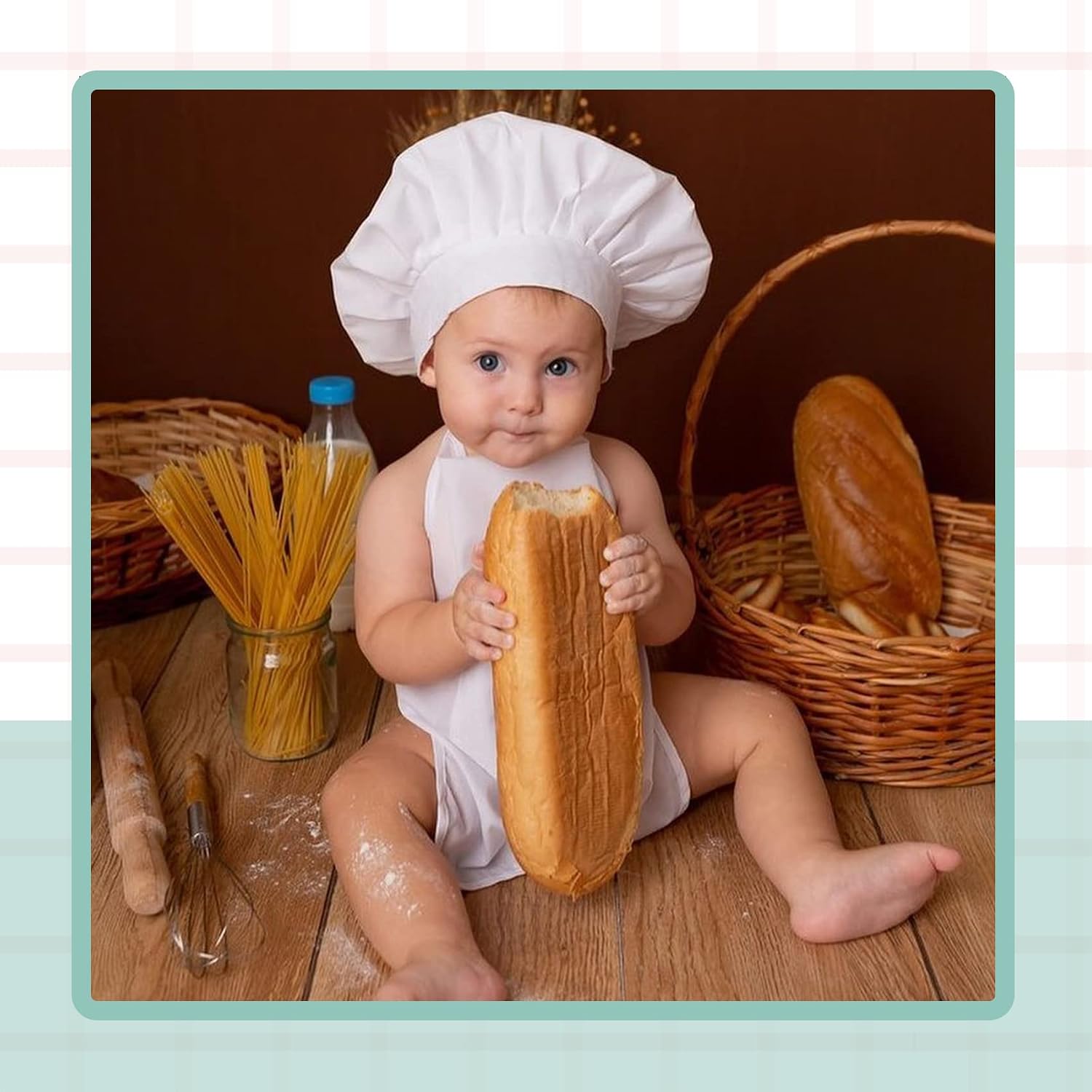 Newborn Photography Prop Baby Chef Outfits Chef Hat Apron Set Infant Chef Costume Toddler Cosplay Costume Boy Girl