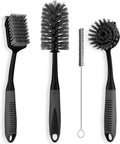 Dish Brush Set of 4 - Kitchen Scrub Brushes with Non-Slip Long Handle for Cleaning, Scrubber, Dishwashing, Dishes