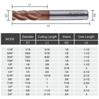 ALYICIA 7/16" Carbide Square End Mills Set 4 Flute HRC55 TISIN Coating 3PCS