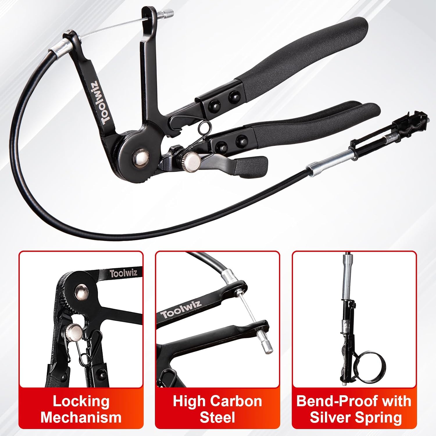 Hose Clamp Pliers Set, 4 Pcs Coolant Radiator Spring Clamp Pliers | 27" Long Reach Wire clamps, Flat Band, Clips