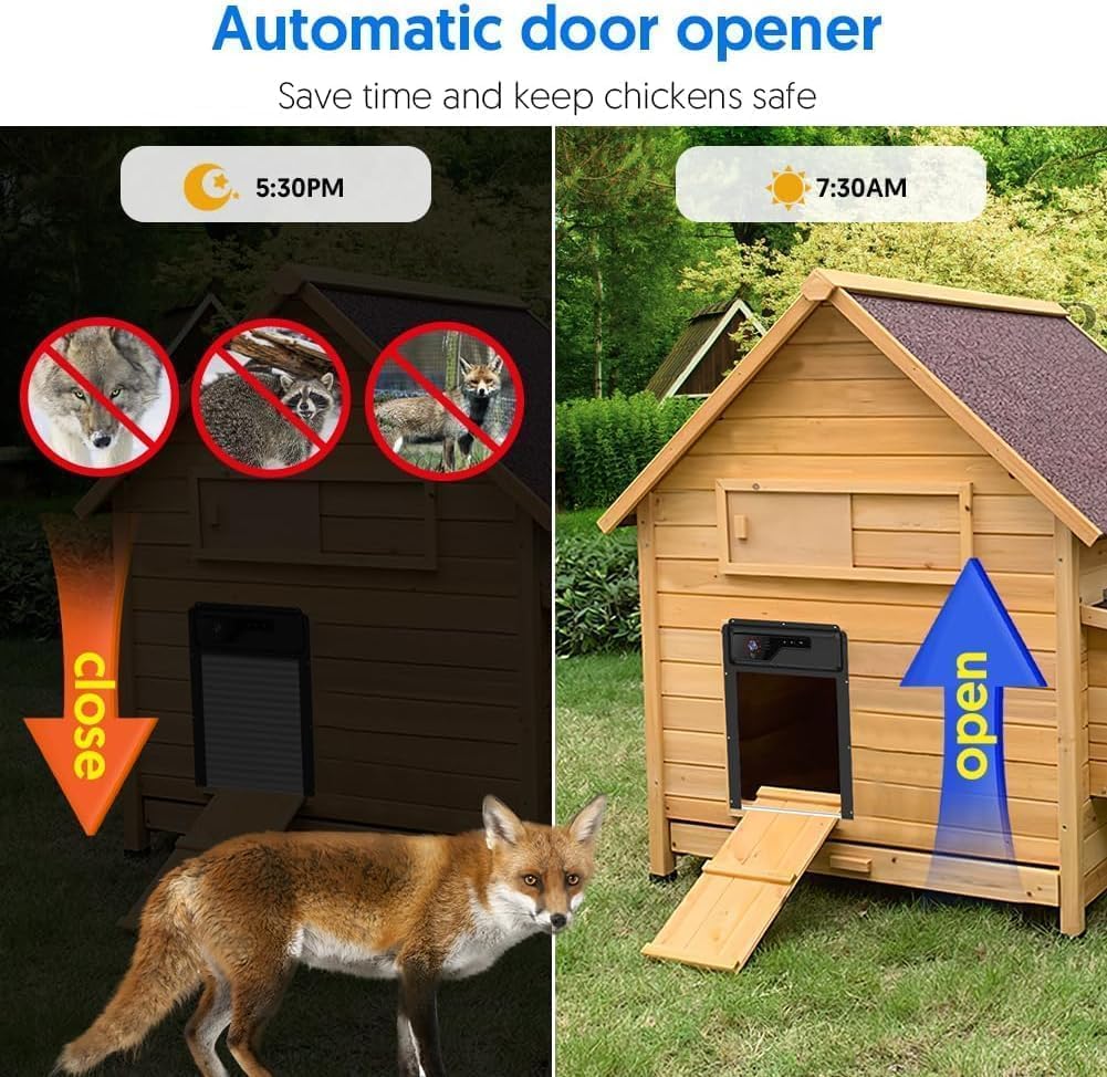 1080P HD Camera Solar Automatic Chicken Coop Door, 5000 mAh Large Battery, Support WiFi, APP Remote Viewing and