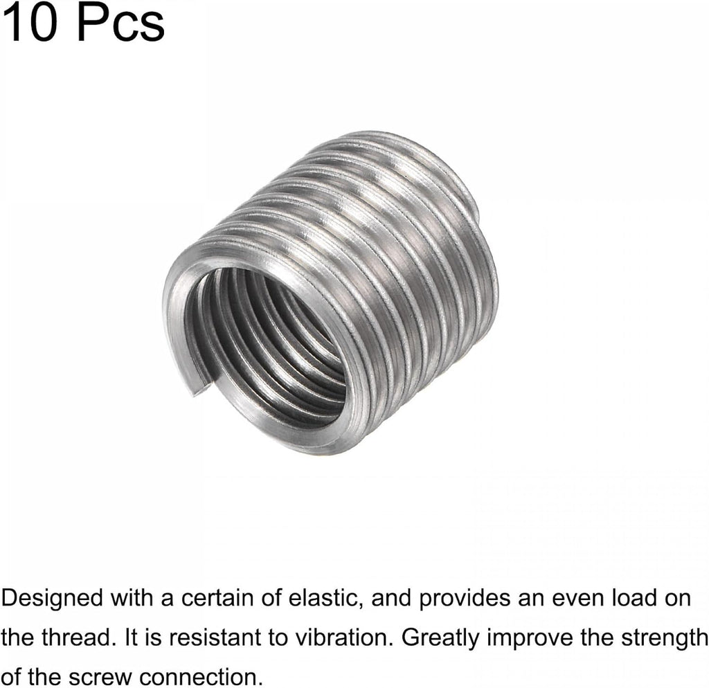uxcell Wire Thread Inserts 1/2-13 UNC 1.5D SUS304 Screw Repair 10pcs