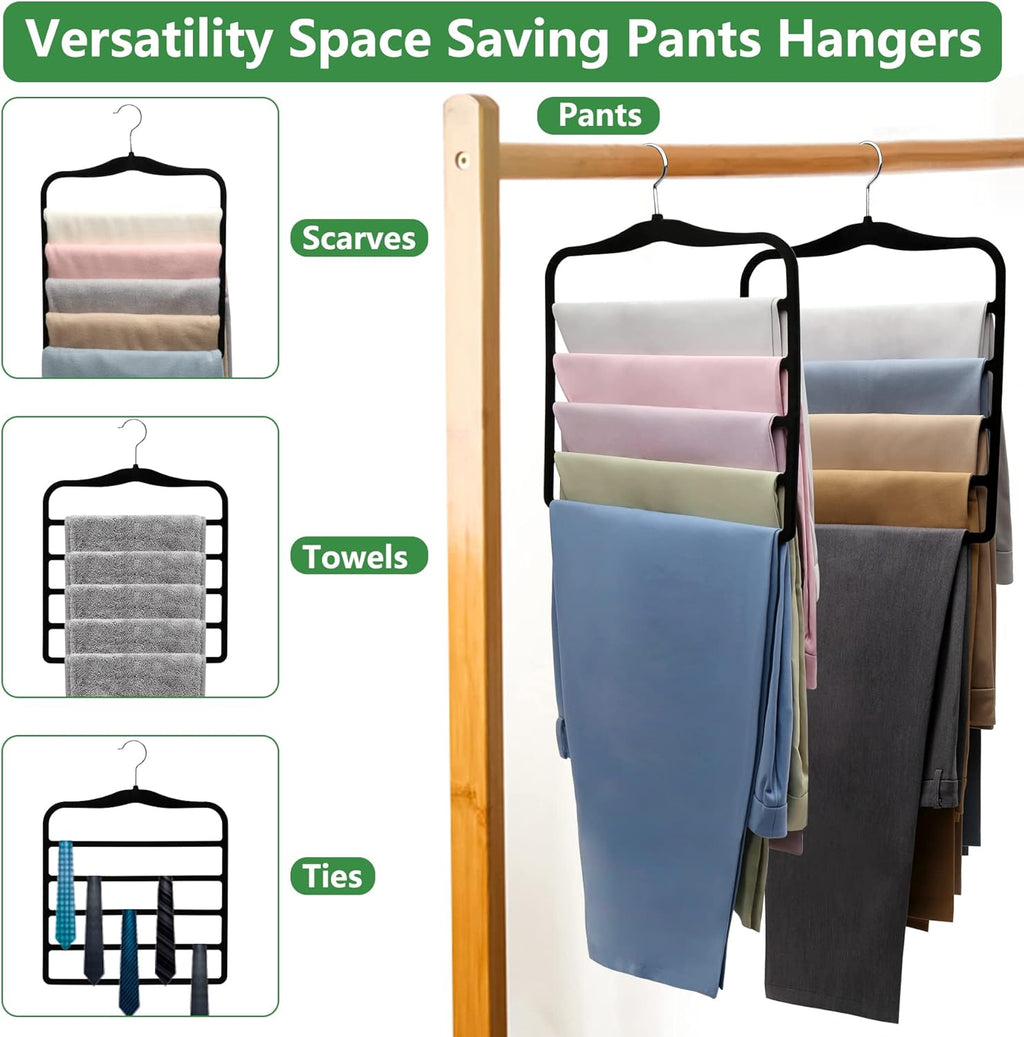 Closet Organizers and Storage,3 Pack Organization and Storage Pants-Hangers-Space-Saving,Velvet Hanger for Dorm Room