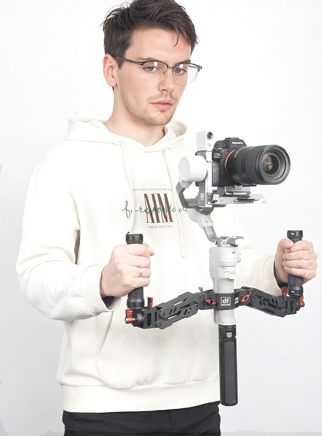 DIGITALFOTO Ares Z Axis Spring Gimbal Dual Handle,Damping Detachable Dual Grip Compatible with Crane 2, DJI RS2/RS3