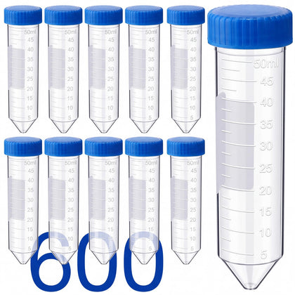 600 Pcs Plastic Centrifuge Test Tubes with Screw Caps, Blue