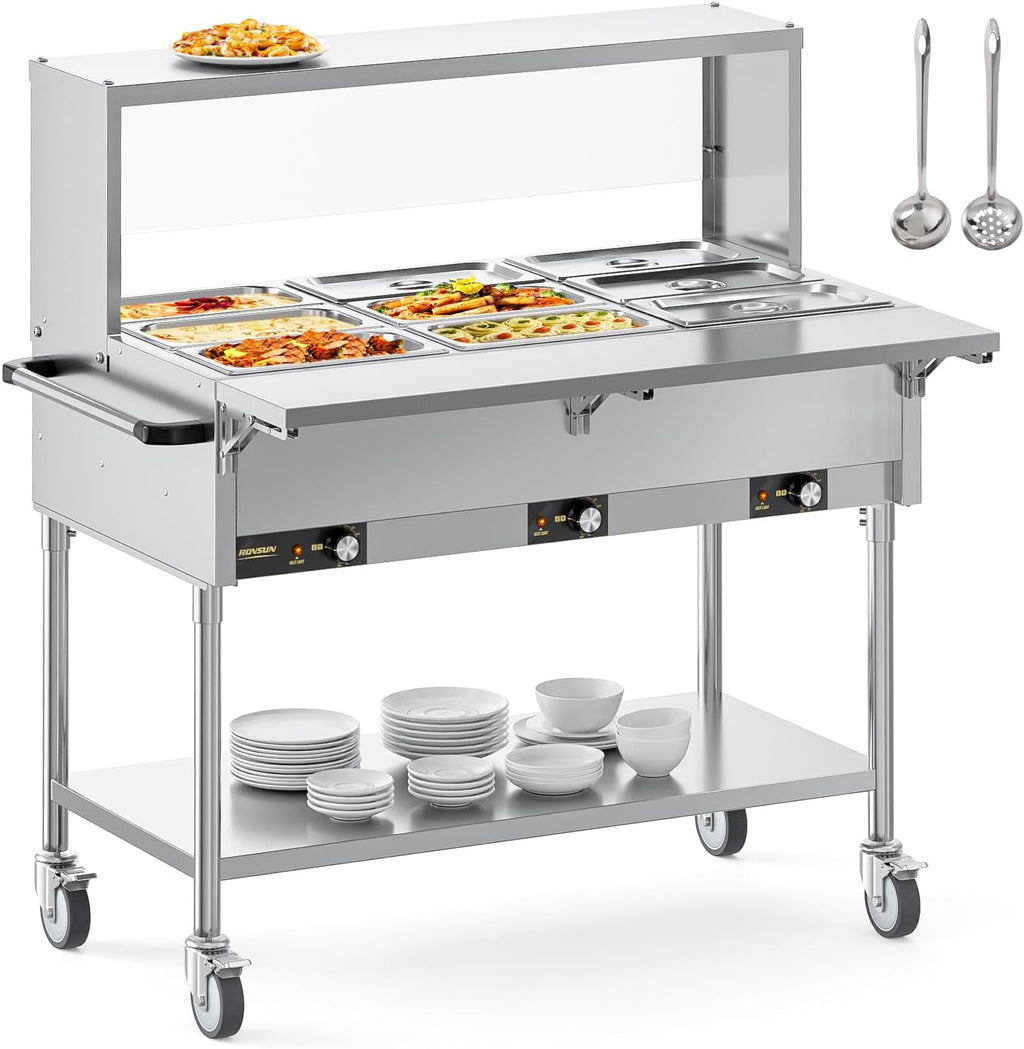 72QT Electric Commercial Food Warmer Steam Table, 1500W