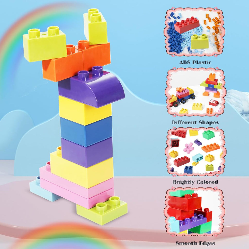 208 Piece Large Building Blocks Set - Classic Big Bricks Compatible with All Major Brands, STEM Educational Toys for