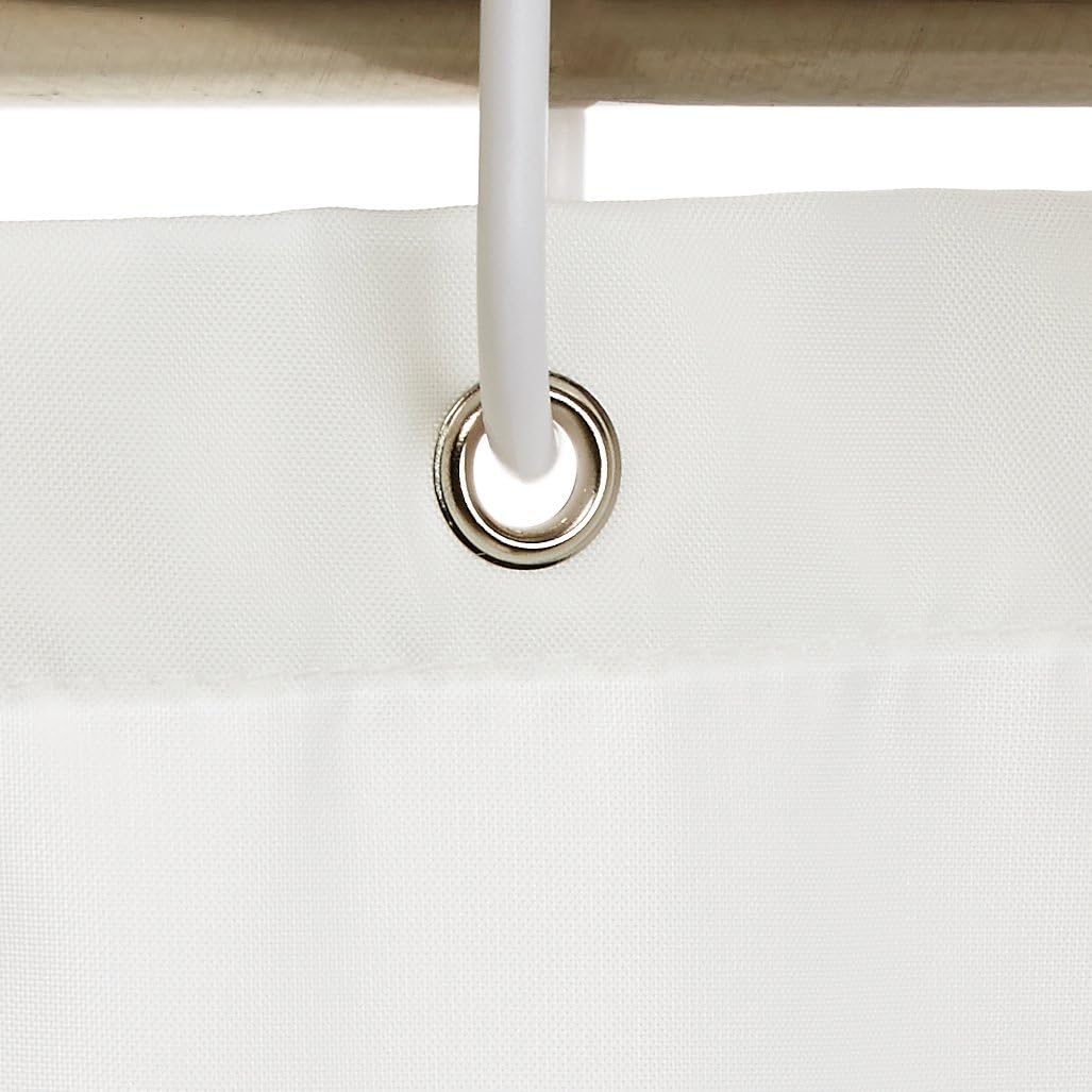Bathroom Shower Curtain, Water Repellent Fabric with Weighted Hem, Grommets & Hooks, Machine Washable, 72"x72", White
