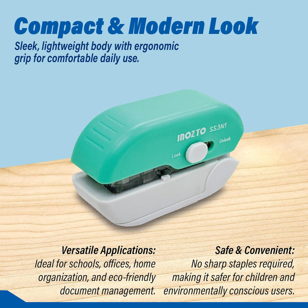 3-in-1 Multifunctional Staple-Free Stapler, Hole Punch & Letter Opener – Revolutionize Your Office Stapling