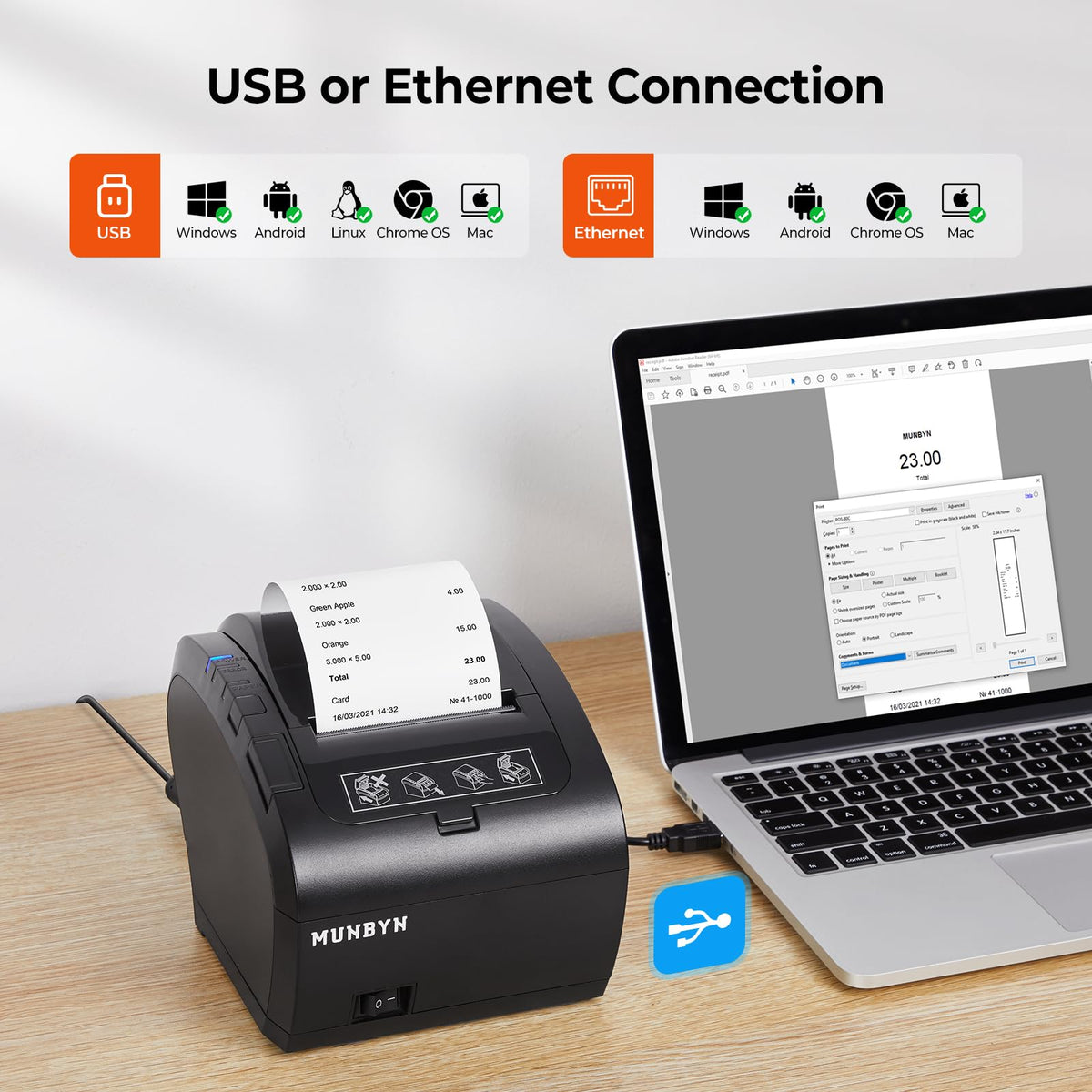 Thermal Receipt Printer ITPP047 80mm USB Ethernet POS Auto Cutter