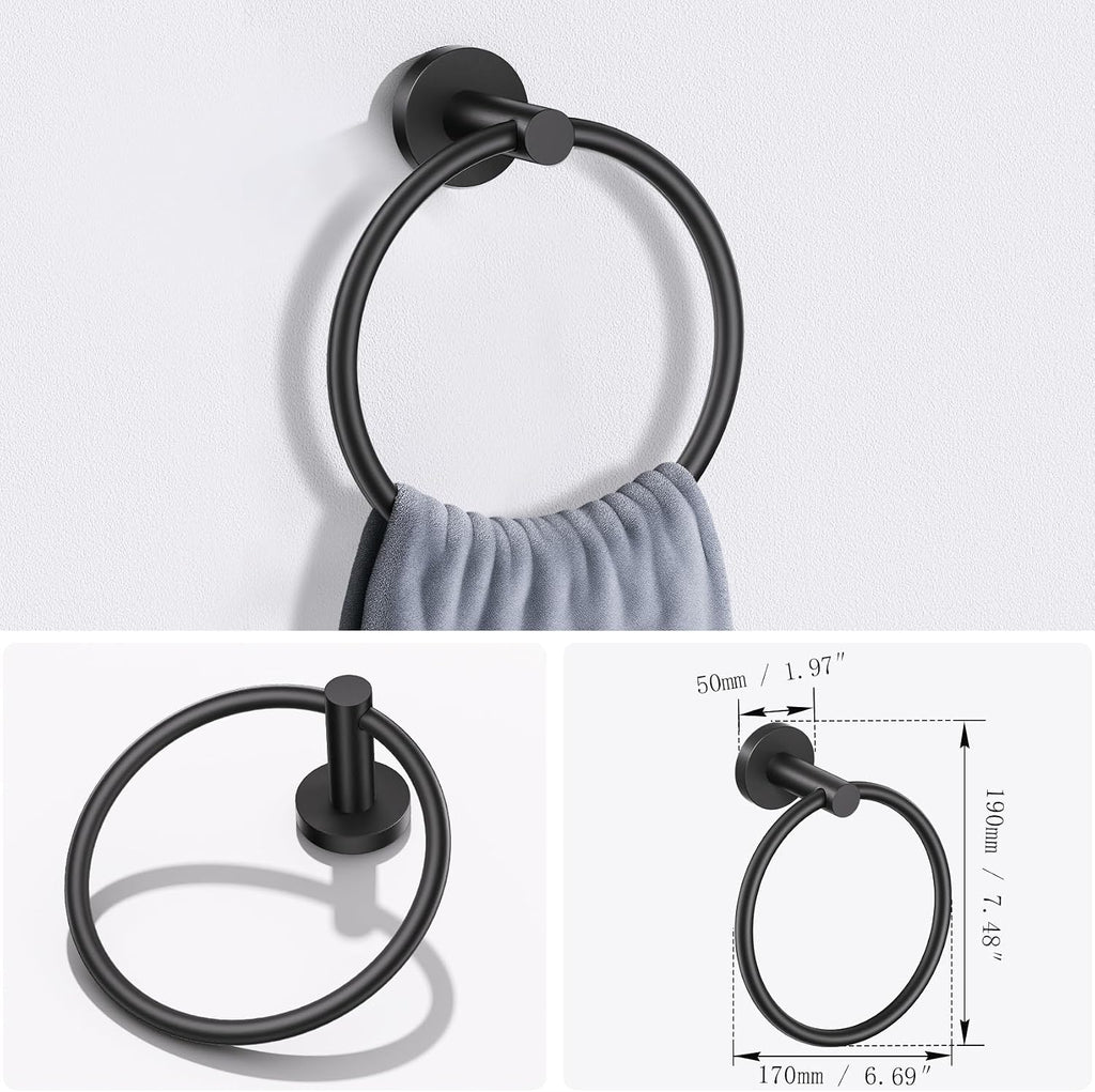 Bathroom Hardware Set, 4-Piece Towel Bar Set Include Toilet Paper Holder,Towel Ring and 2 Towel Hooks Stainless Steel