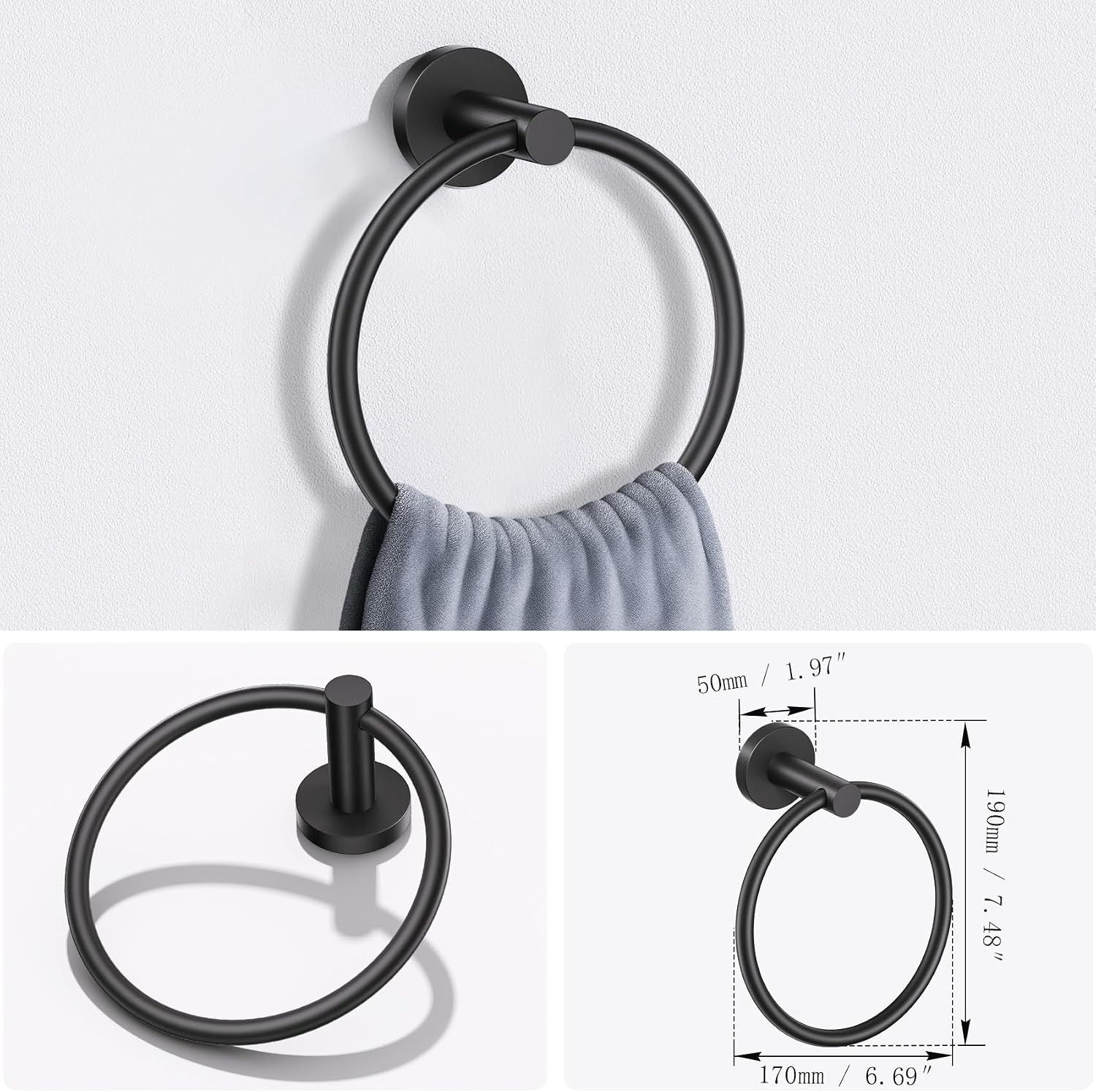Bathroom Hardware Set, 4-Piece Towel Bar Set Include Toilet Paper Holder,Towel Ring and 2 Towel Hooks Stainless Steel