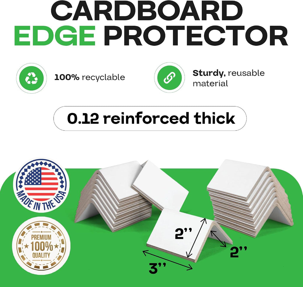 Cardboard Edge Protectors 2 x 2 x 3" (100-Pack), 0.120" Thick