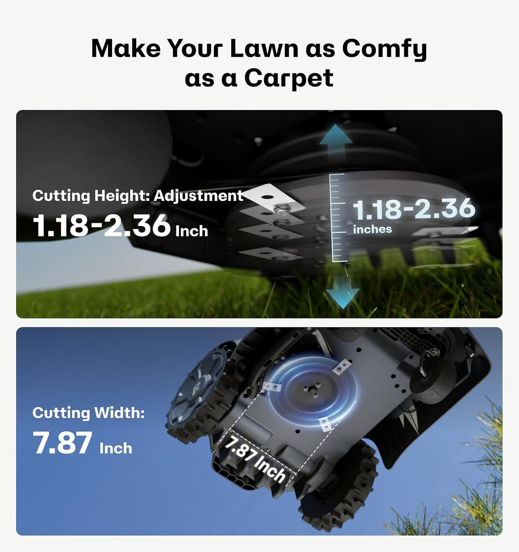 T1200Pro Robot Lawn Mower, RTK+Vision Wire-Free Automatic Robotic Mower for 0.37 Acre, AI Obstacle Avoidance