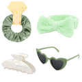 4PCS Bridesmaid Proposal Gift Set Heart Sunglasses White Hair Claw Clip Satin Hair Scrunchies Bridesmaid Spa Headband