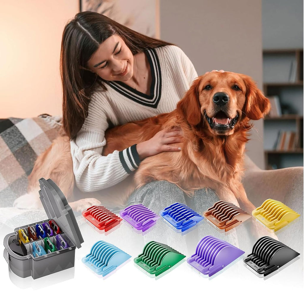 9-Piece Pet Clipper Guard Combs Set for A5 Detachable Blades (#10#15#30) | Dog Grooming Guide Combs Compatible with