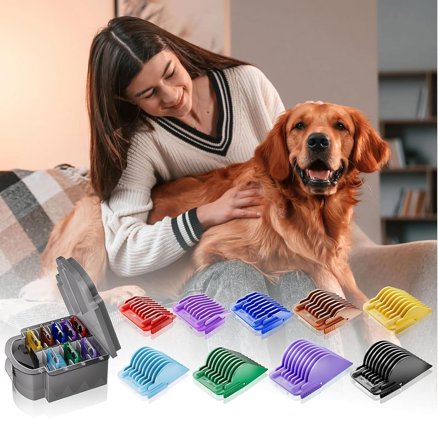 9-Piece Pet Clipper Guard Combs Set for A5 Detachable Blades (#10#15#30) | Dog Grooming Guide Combs Compatible with