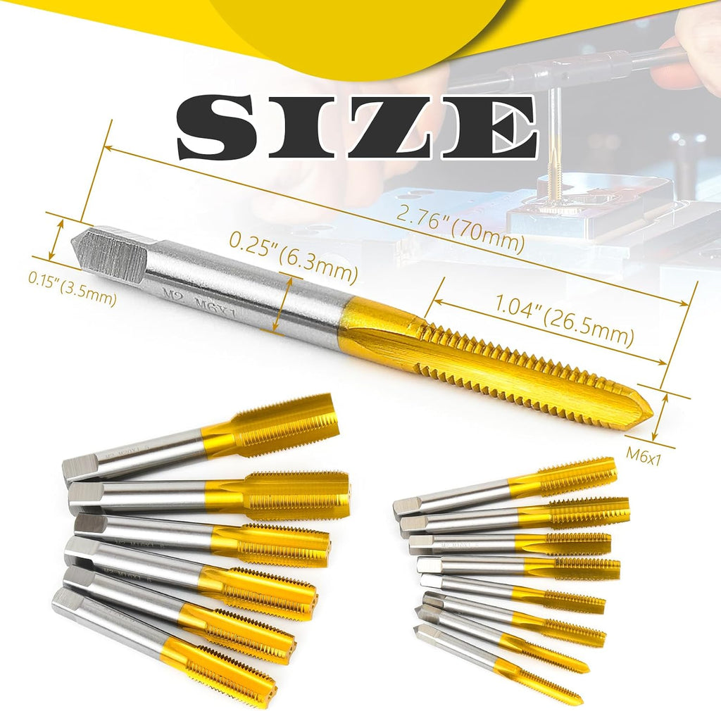 2Pcs M6 x 1.0 Thread Tap Set for Metal,Taper and Bottom Threading Hand Tap