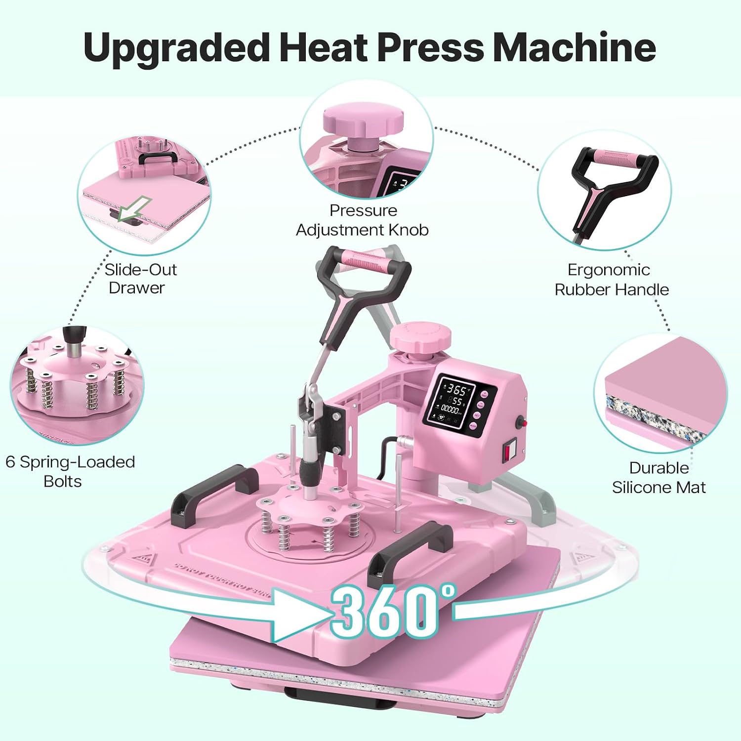 15x15 Inch 8 in 1 Swing Away Heat Press Machine for T Shirts | For DIY Creators & Small Businesses, Create T-Shirts