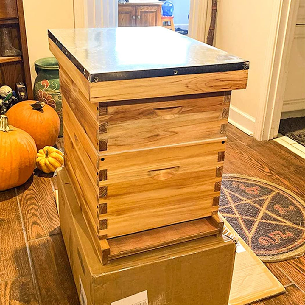 Beehive 8 Frame Bee Hives and Supplies Starter Kit, Bee Hive for Beginner, Honey Bee Hives Includes 1 Deep Bee Boxes