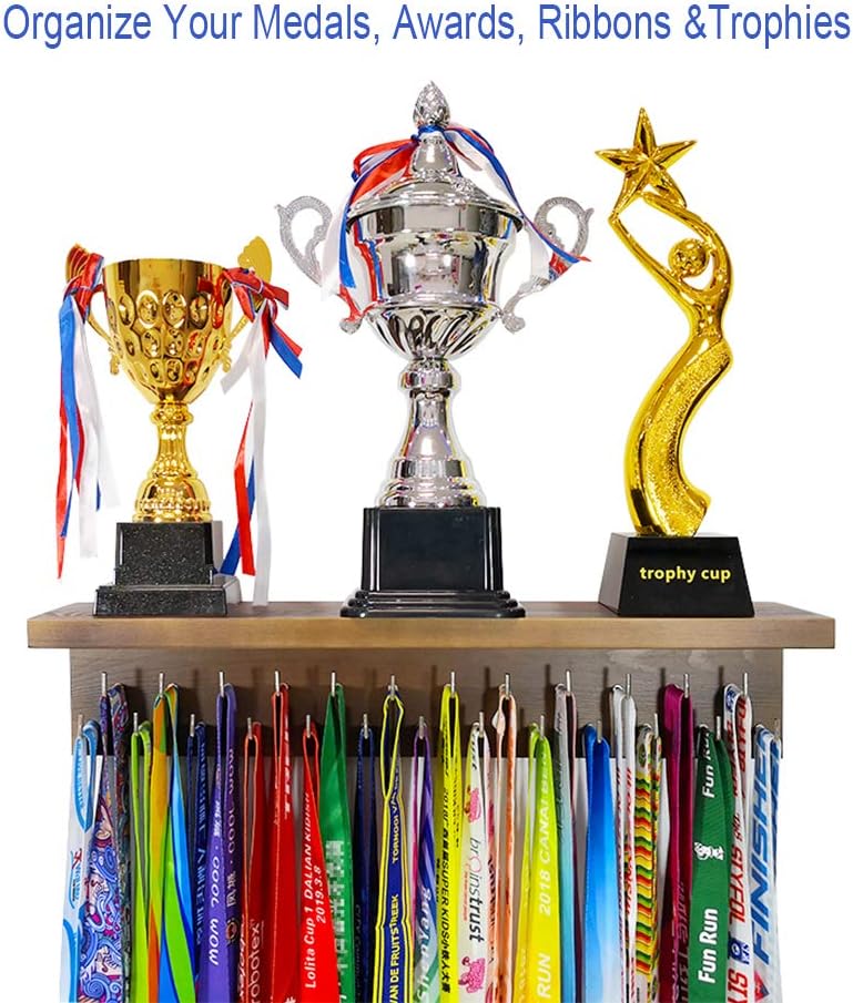 Medal Hanger Trophy Shelf Display Sport Awards. Sturdy Medal Holders for Gymnastics Basketball Soccer Honors Wall