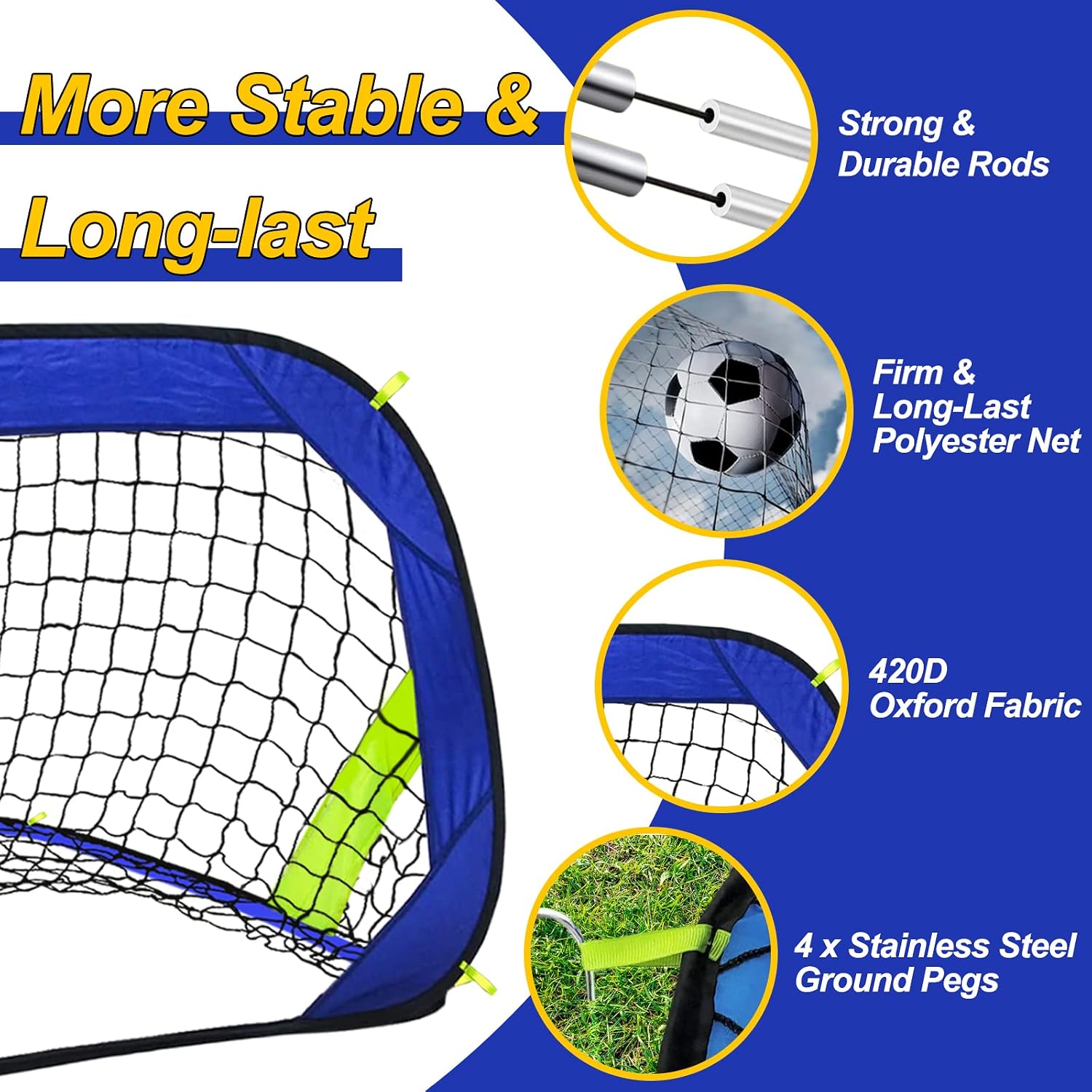 Pop Up Soccer Goals Nets for Backyard Beach Soccer Training Net Mini Portable Foldable Lightweight Indoor + Outdoor