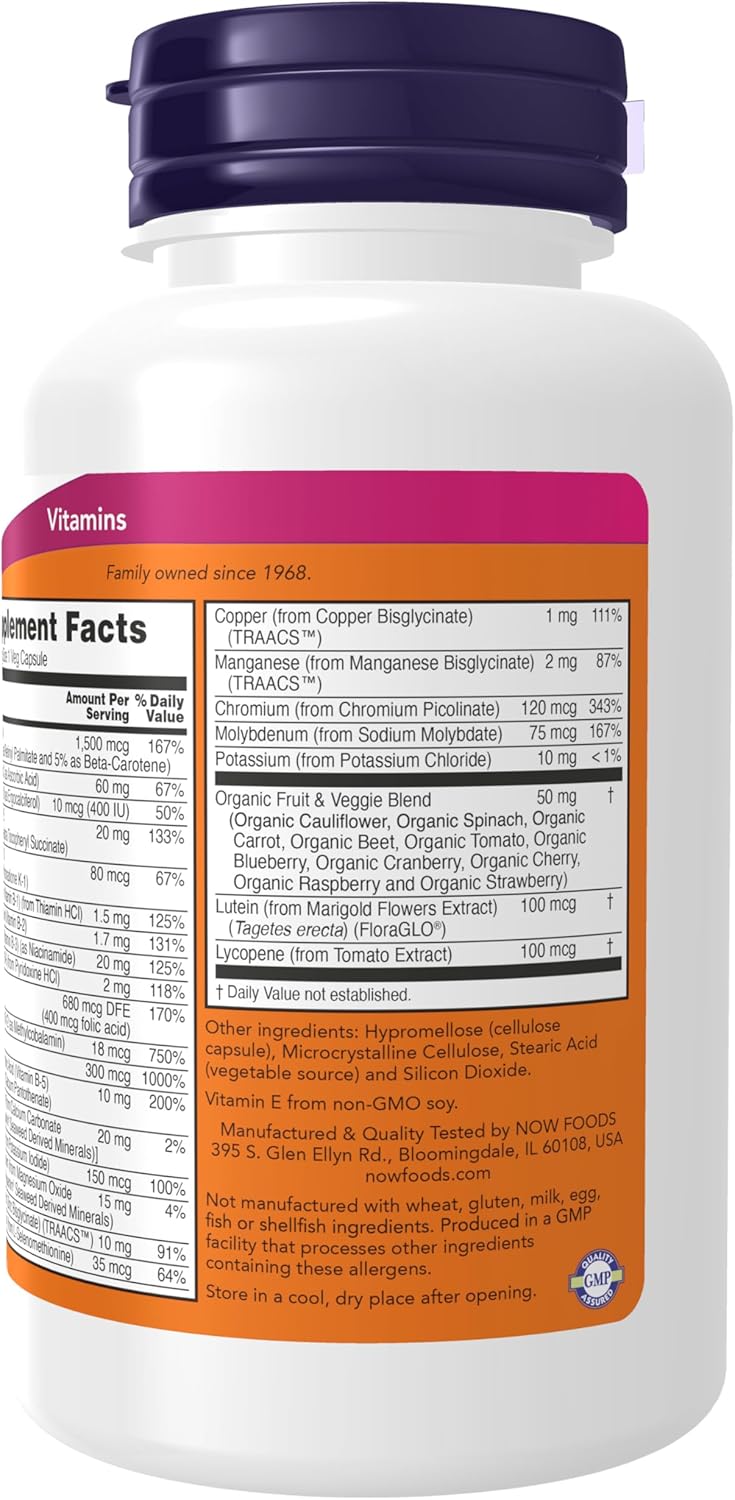 Supplements, Daily Vits with Fruit & Veggie Blend, Lutein and Lycopene, 120 Veg Capsules