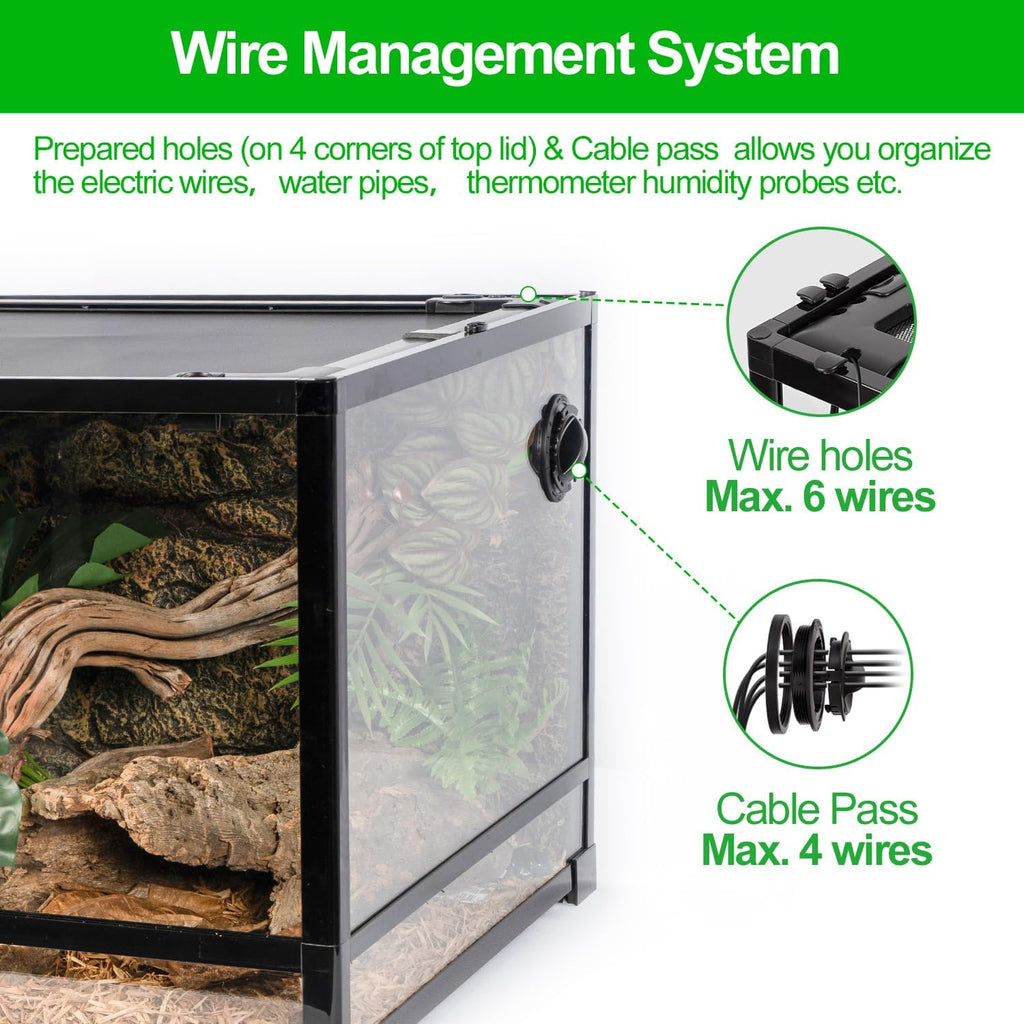 48''x24''x18'' Glass Reptile Terrarium, Front Opening Snake Tank with Double Hinge Door, Reptile Enclosure with Top