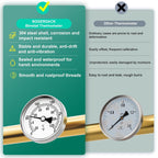 Bimetal Thermometer, 0-250°F/-20-120℃, 1/2" NPT Connection Thread