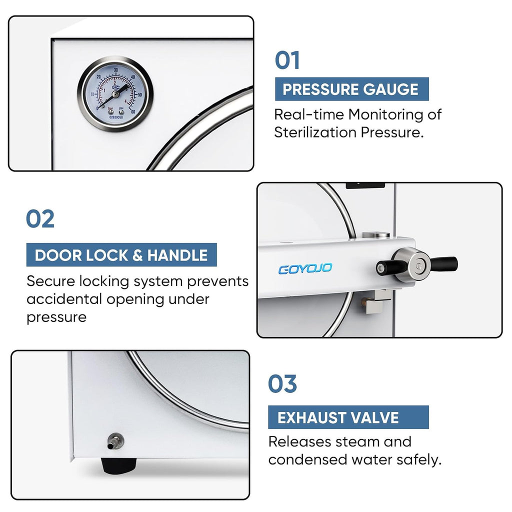 18L Autoclave Sterilizer – Tabletop Class N High Pressure Steam Sterilizer Autoclave Machine with Digital Control