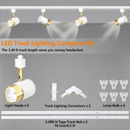 Adjustable GU10 LED H Type Track Lighting Kit Dimmable White Golden