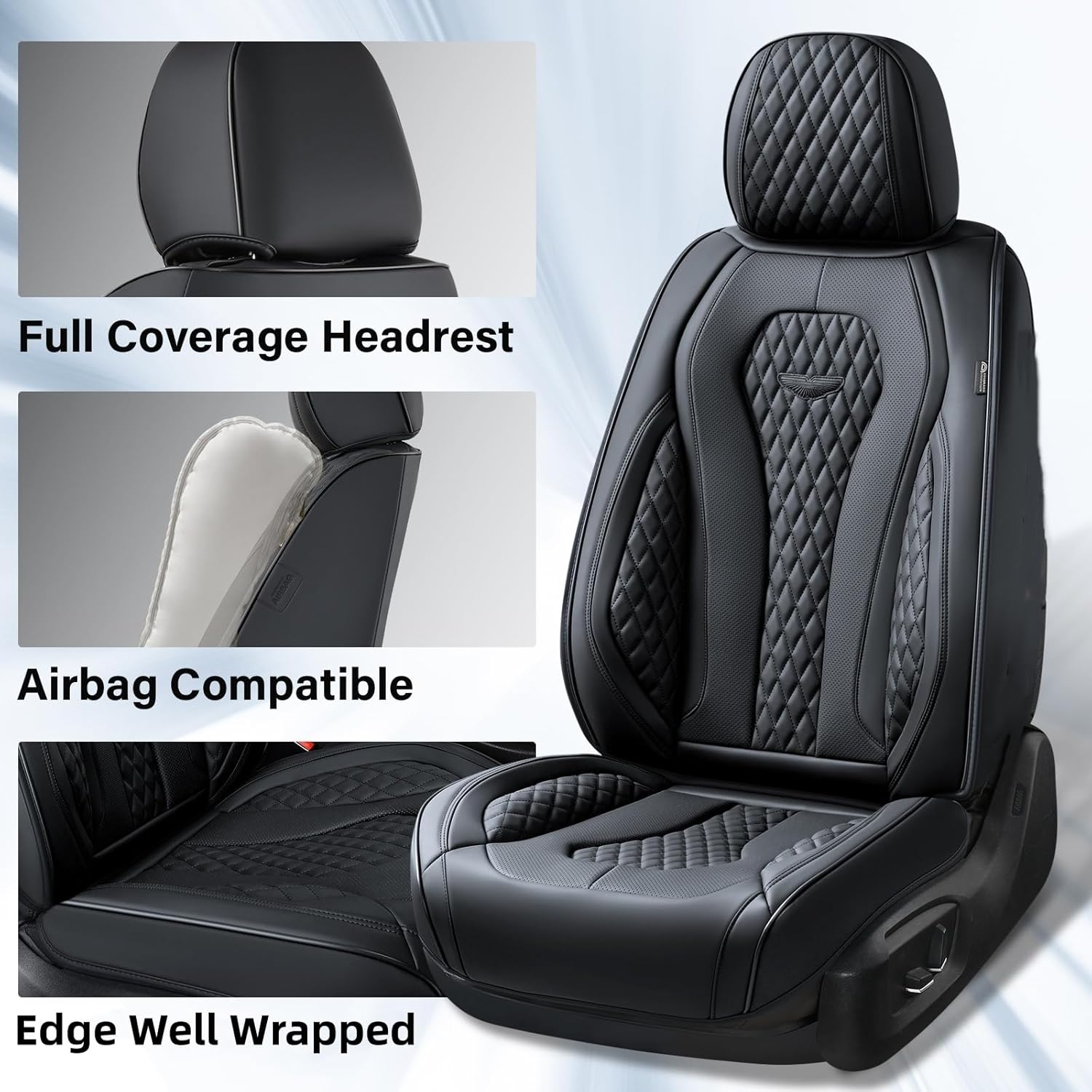 Seat Covers, Car Seat Covers Full Set, Black Car Seat Cover, Car Seat Covers Front Seats Back Seat Cover, Waterproof