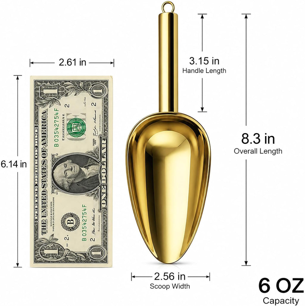 6 oz Gold Ice Scoop, Stainless Steel Food & Candy
