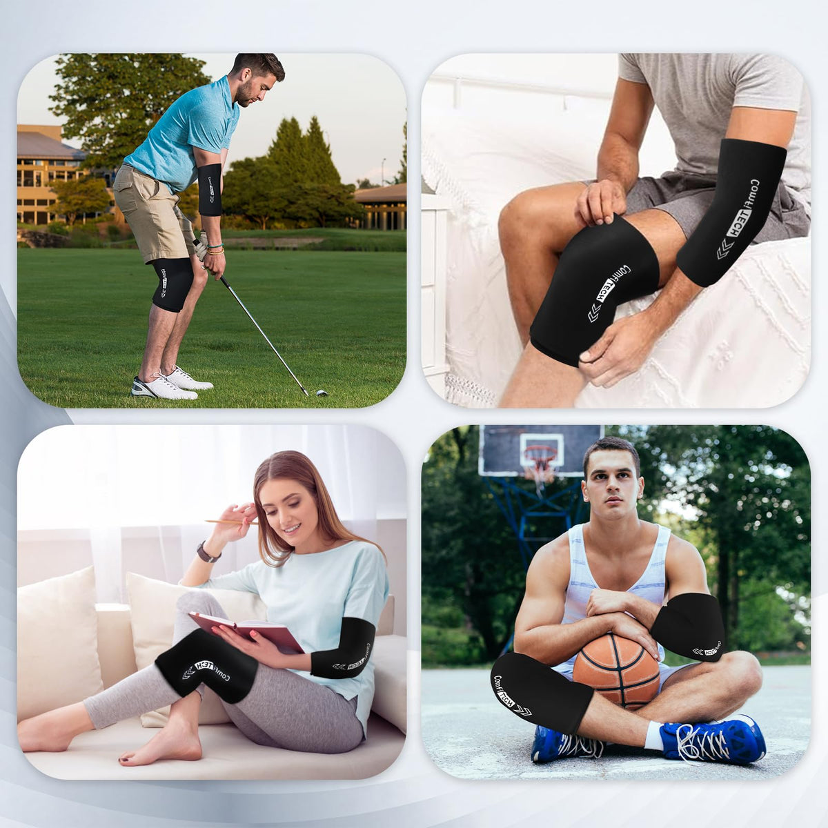 Elbow Ice Pack Wrap for Arm, Knee & Calf, Flexible Ice Sleeve, M