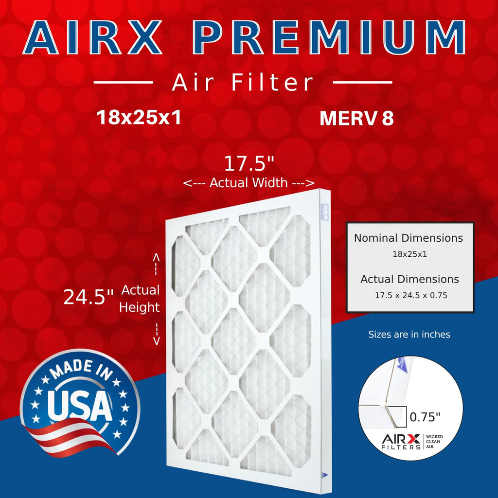 18x25x1 Furnace & AC Filter MERV 8 Electrostatic Dust 6-Pack