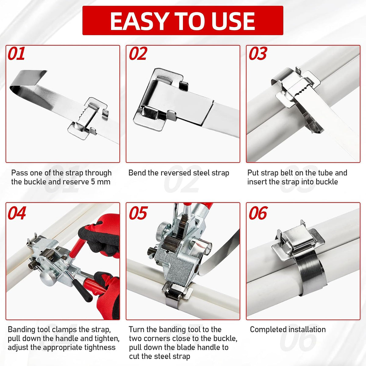 Banding Strapping Kit with Tensioner Tool - 3/4" x 200FT 304 Stainless Steel Binding Straps with Plastic Case ＆100