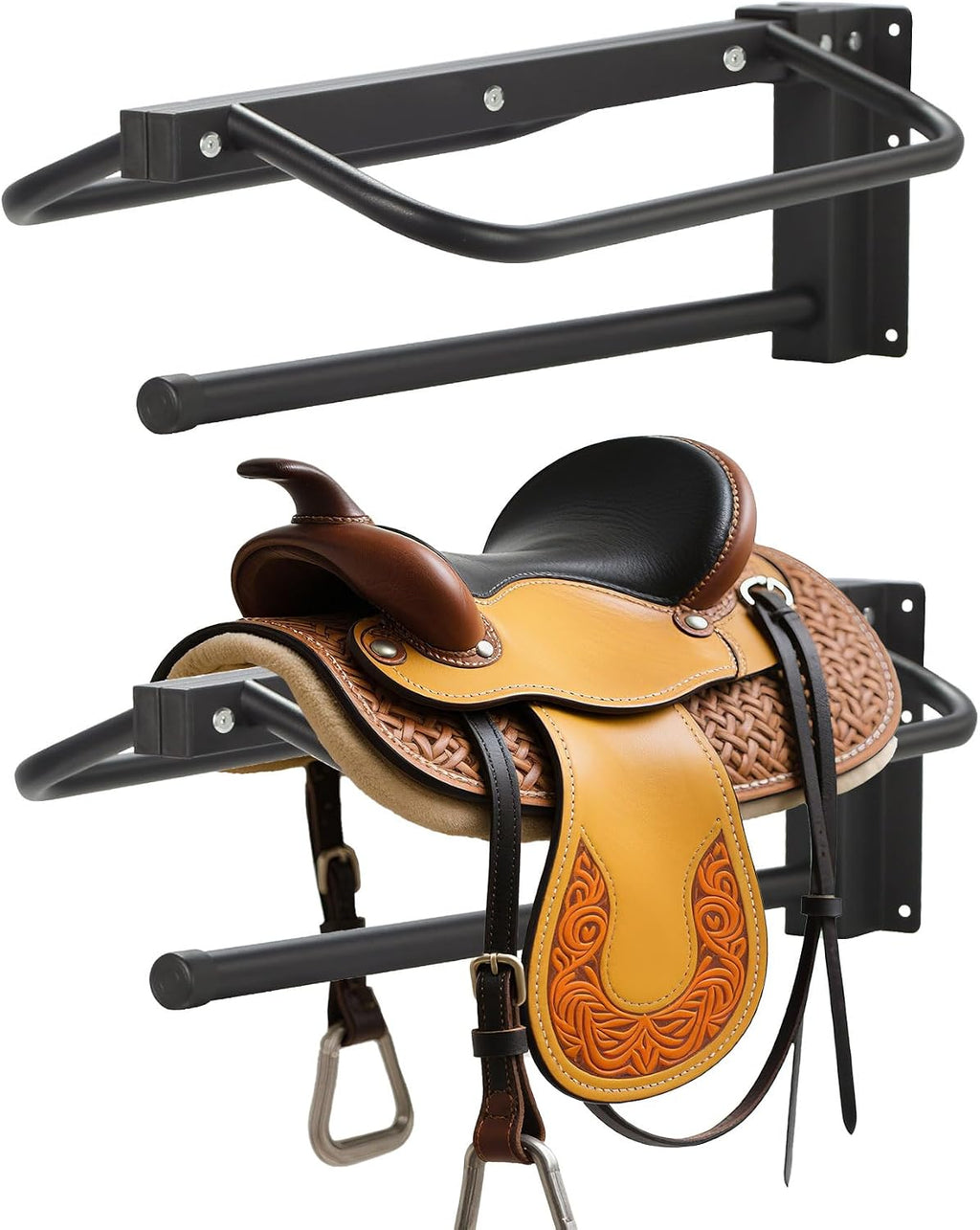 2 Pack Thickened Saddle Rack, Wall Mounted Saddle Stand with Pad Bar